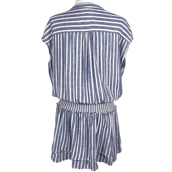 Rails Angelina Striped Smocked Tunic Dress Blue White Linen Blend Size Large - Picture 11 of 16